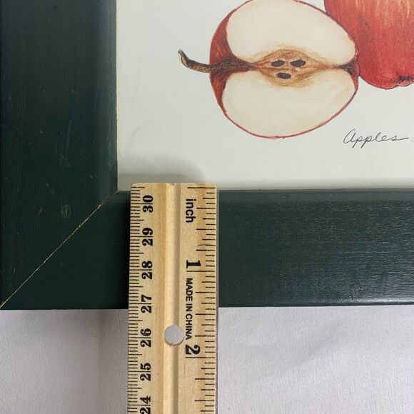 Farmhouse Framed Art Print Trio Of Apples Appears Original Artist Signed - Picture 7 of 7